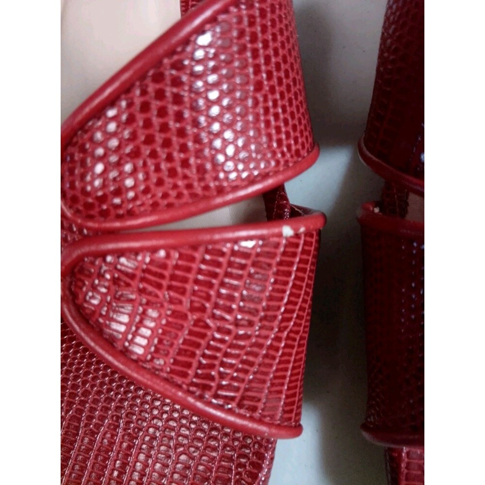 Bamboo REDLZD Block-04 Red Lizard Textured Slide Sandals Mules Square Toe Size 7 - Picture 4 of 13